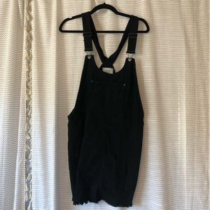 Forever 21 black denim overall mini dress